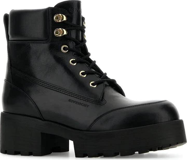 Black Leather Trekker Ankle Boots - Image 2