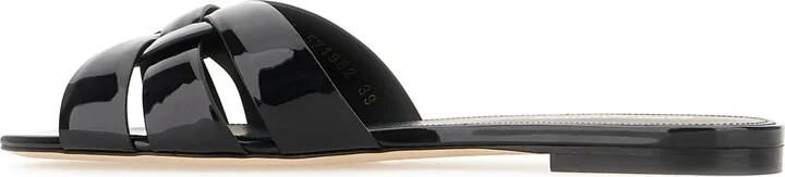 Black Leather Tribute Slippers - Image 3