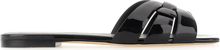 Black Leather Tribute Slippers
