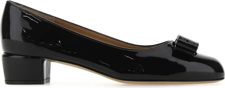 Black Leather Vara Pumps