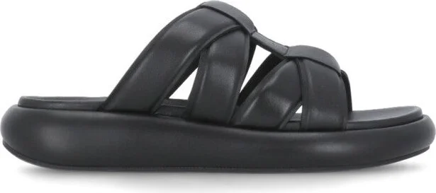 Black Leather Vip Bis Sandals
