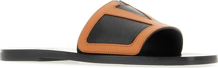 Black Leather Viva Superstar Slippers - Image 2