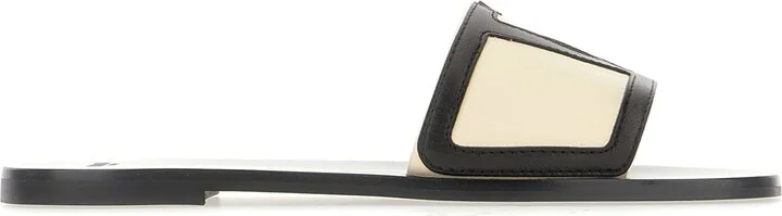 Black Leather Viva Superstar Slippers