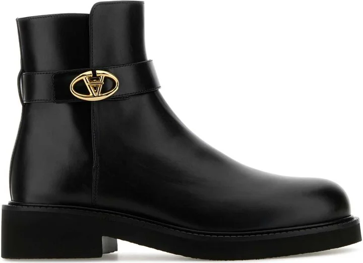 Black Leather Vlogo Ankle Boots