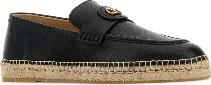 Black Leather Vlogo Espadrilles - Image 2