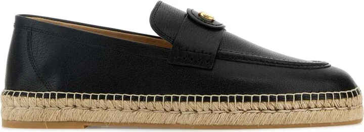 Black Leather Vlogo Espadrilles