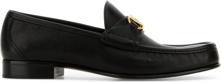 Black leather VLogo loafers