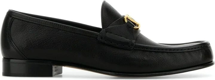 Black Leather Vlogo Loafers