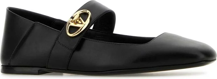 Black Leather Vlogo Locker Ballerinas - Image 2