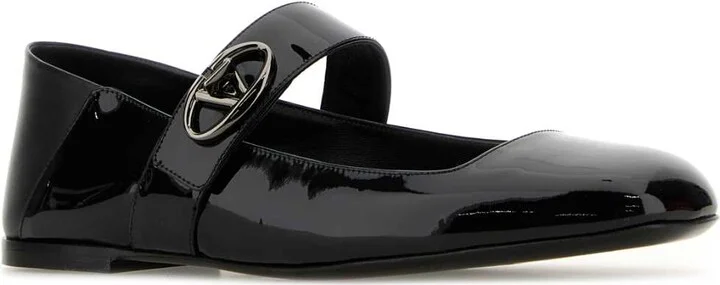 Black Leather Vlogo Locker Ballerinas - Image 2