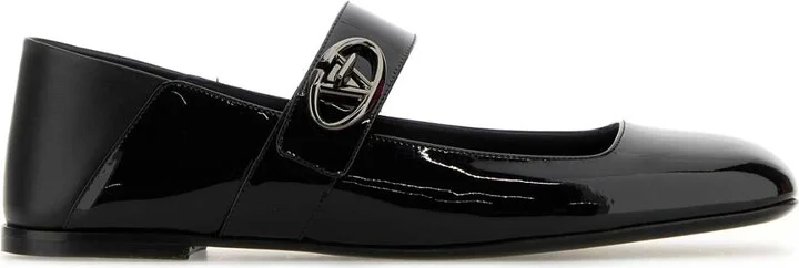Black Leather Vlogo Locker Ballerinas