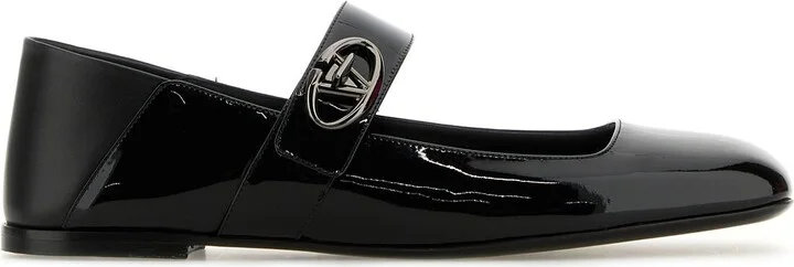 Black leather VLogo Locker ballerinas
