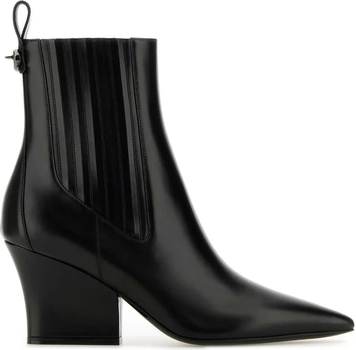 Black Leather Vlogo Lockette Ankle Boots