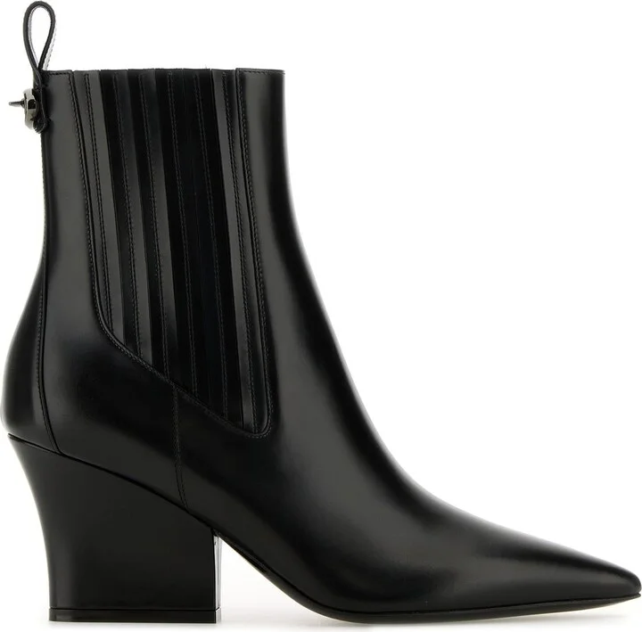 Black leather VLogo Lockette ankle boots