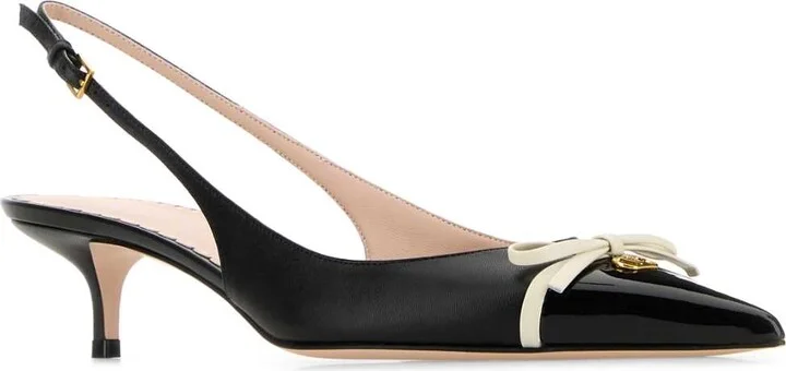 Black Leather Vlogo Pumps - Image 2