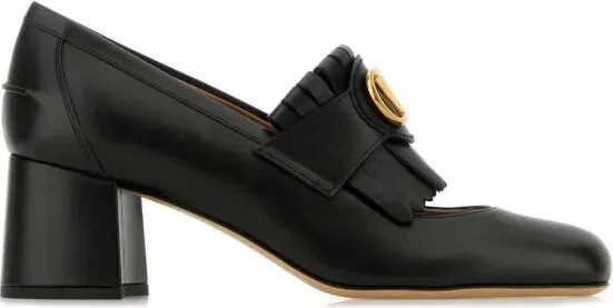 Black leather VLogo pumps
