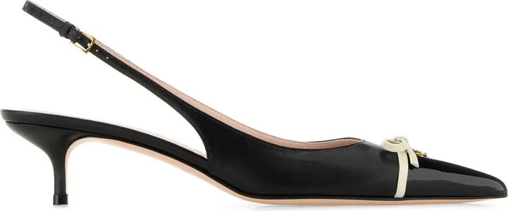 Black Leather Vlogo Pumps