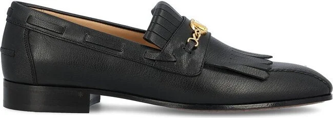 Black leather VLogo Signature loafers