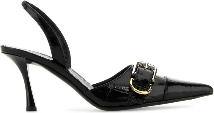 Black Leather Voyou Pumps