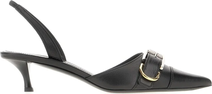 Black Leather Voyou Pumps