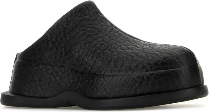 Black Leather Wave Slippers - Image 2