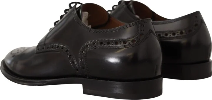 Black Leather Wingtip Mens Formal Derby Men's Shoes - Image 4