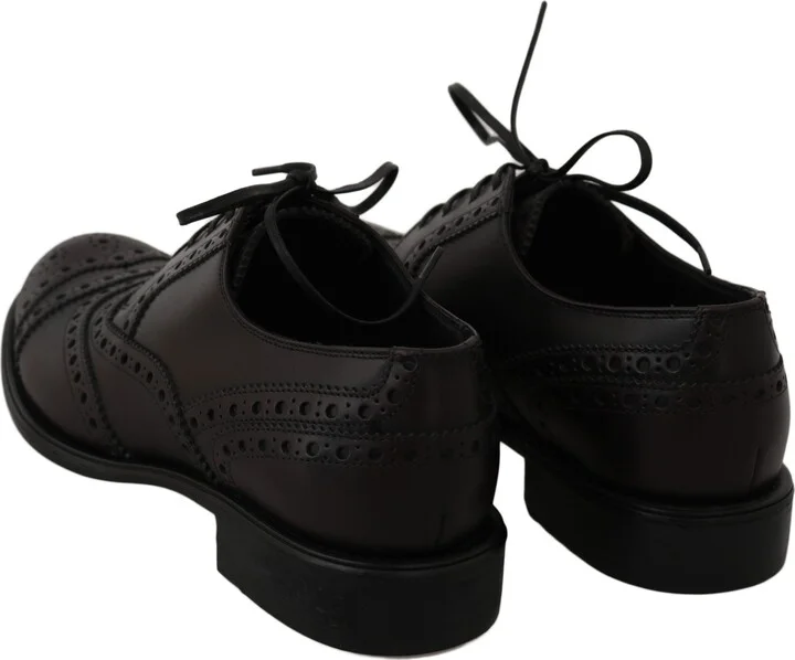 Black Leather Wingtip Oxford Dress Men's Shoes - Image 4