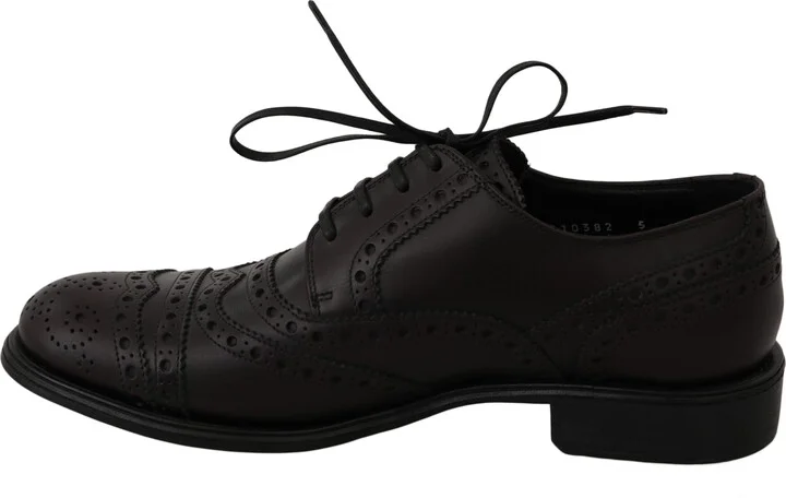 Black Leather Wingtip Oxford Dress Men's Shoes - Image 5