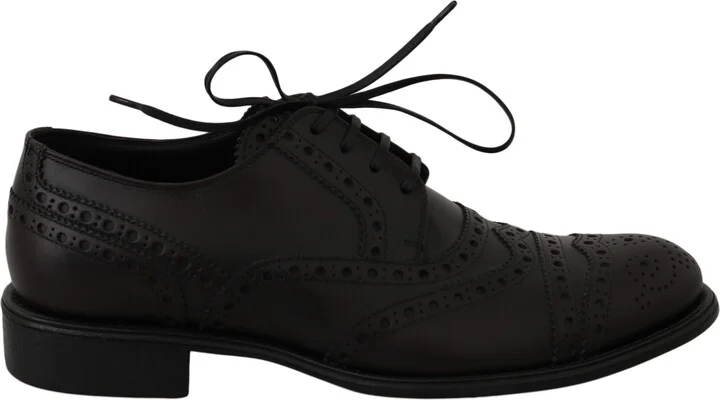 Black Leather Wingtip Oxford Dress Men's Shoes