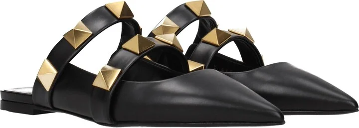 Black Leather Women's Mules - Image 2