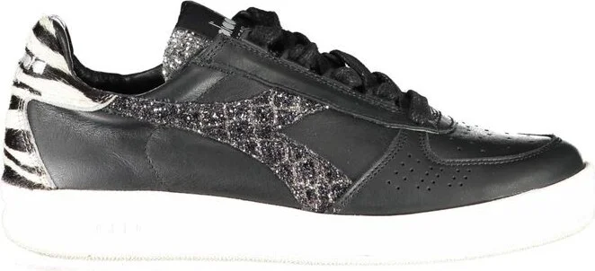 Black Leather Womens Sneaker