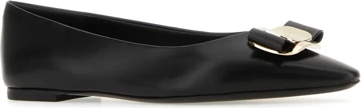 Black Leather Zea Ballerinas - Image 2