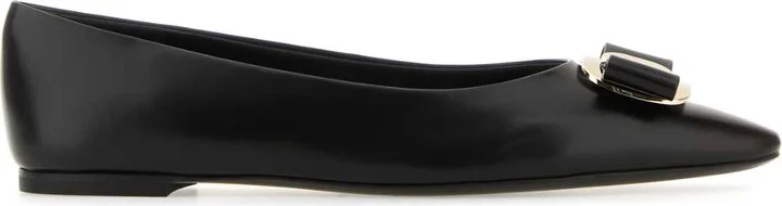 Black Leather Zea Ballerinas