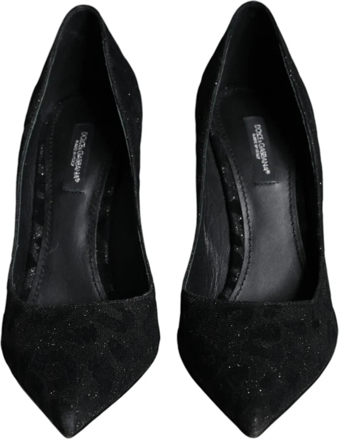 Black Leopard Lurex High Heels Pumps Women's Shoes - Image 2