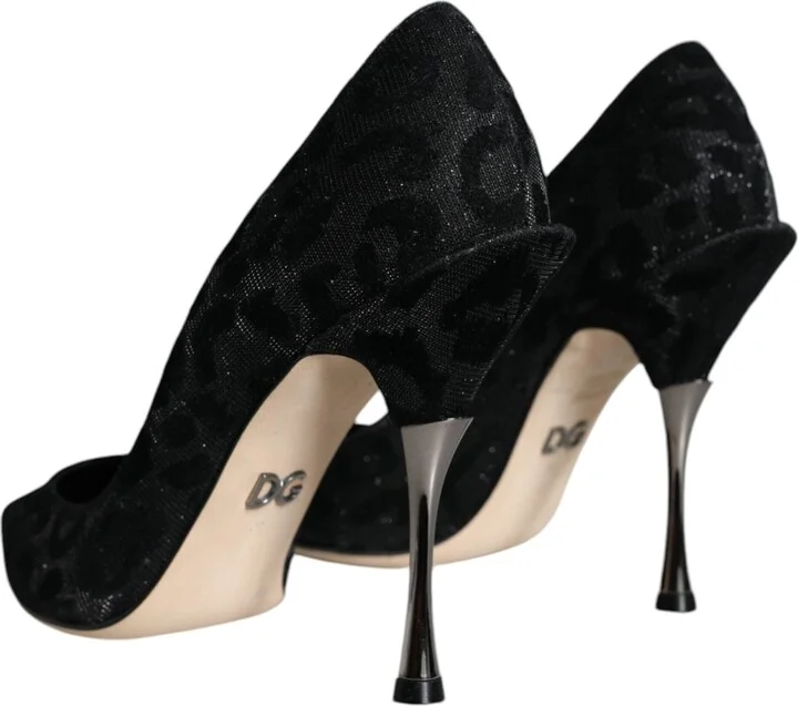 Black Leopard Lurex High Heels Pumps Women's Shoes - Image 4