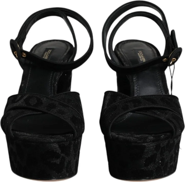 Black Leopard Platform Heels Sandals Women's Shoes (Pre-Owned) - Image 2