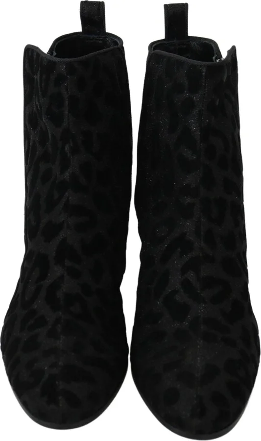 Black Leopard Short Boots Zipper Women's Shoes - Image 4