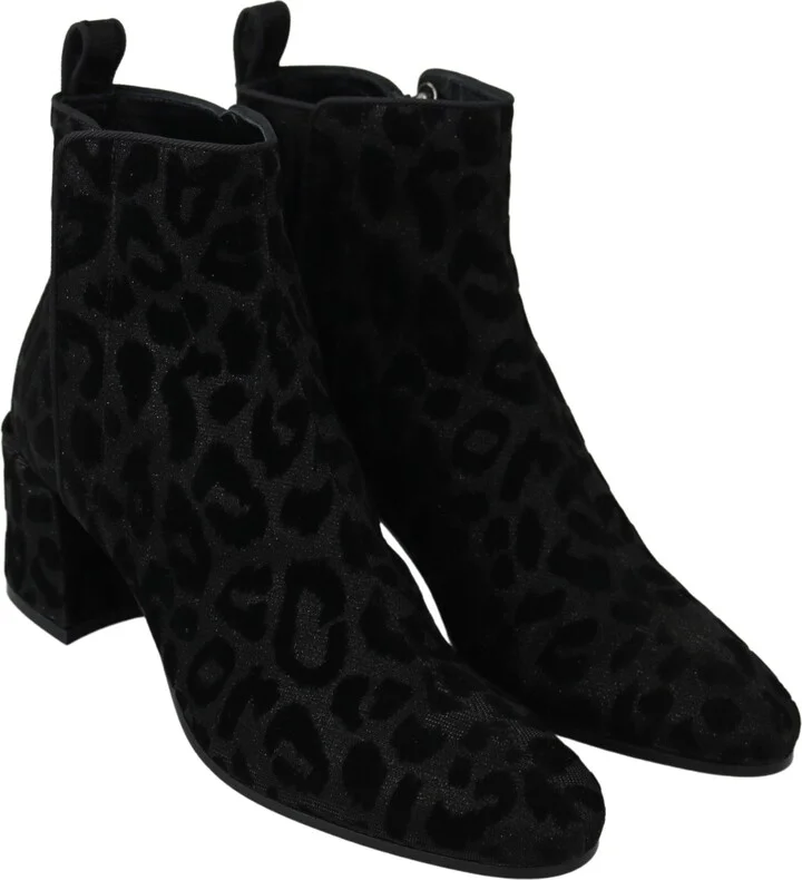 Black Leopard Short Boots Zipper Women's Shoes - Image 5