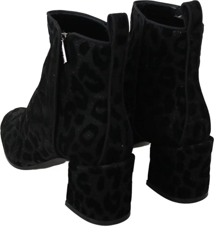 Black Leopard Short Boots Zipper Women's Shoes - Image 6
