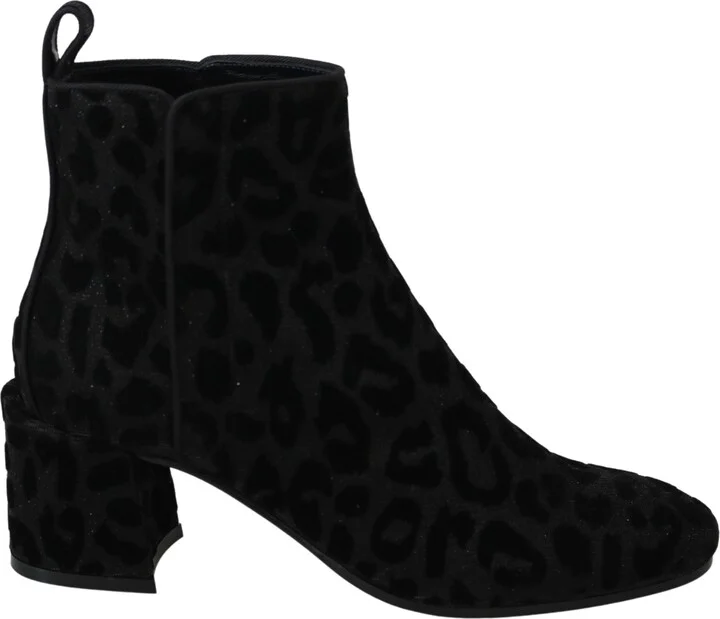 Black Leopard Short Boots Zipper Women's Shoes
