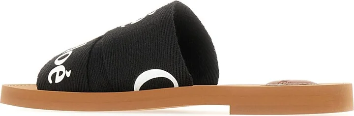 Black Linen Blend Woody Slippers - Image 3