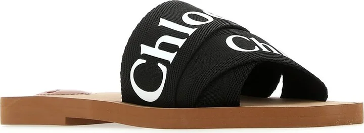Black Linen Woody Slippers - Image 2
