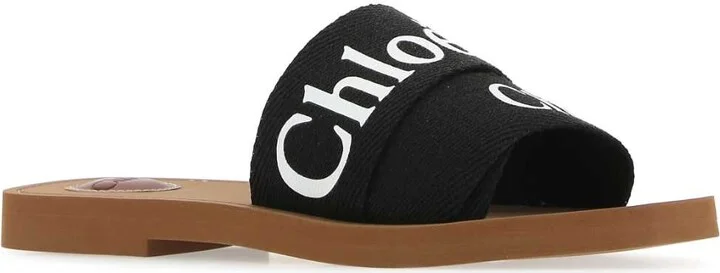 Black Linen Woody Slippers - Image 2