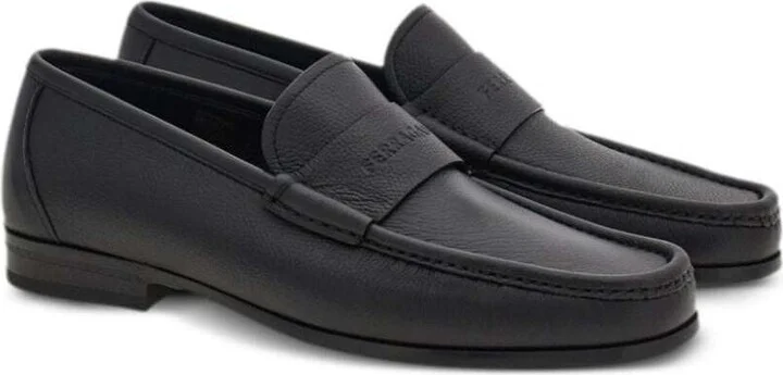 Black Loafer With Logo In Leather Man - Image 2