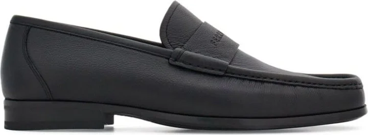 Black Loafer With Logo In Leather Man