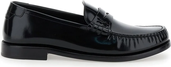 Black Loafers In Leather Woman
