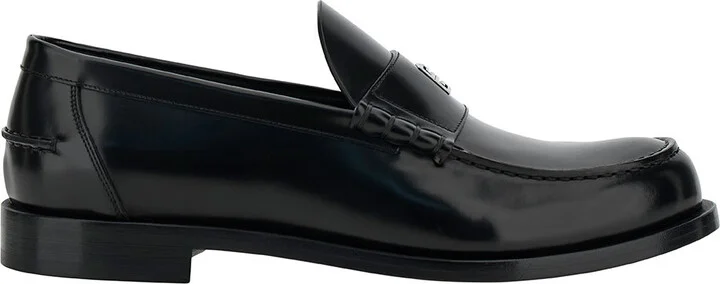 Black Loafers With 4g Detail In Leather Man