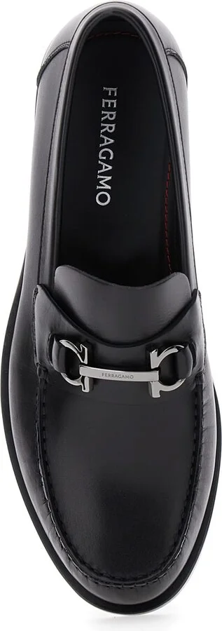 Black Loafers With Gancini On The Front In Leather Man - Image 3