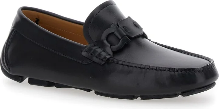 Black Loafers With Ganicini Plaque On The Front In Leather Man - Image 2