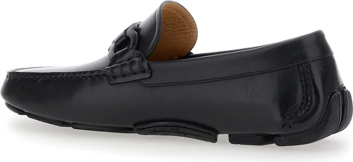 Black Loafers With Ganicini Plaque On The Front In Leather Man - Image 3